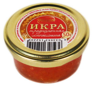 Caviar, Salmon Trout, Red, Jar, "Ikroff", 50g