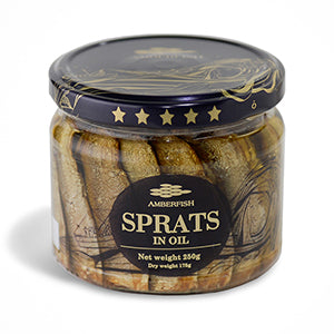 Sprats In Oil In Glass Jar, Amberfish, 250g