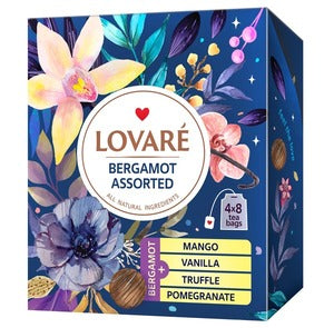 Black Tea Lovare "Assortment With Bergamot", 64g (4 x 8 tea bags)