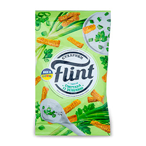 Rye-Wheat Croutons With Sour Cream And Herbs Flavour "Flint", 70g