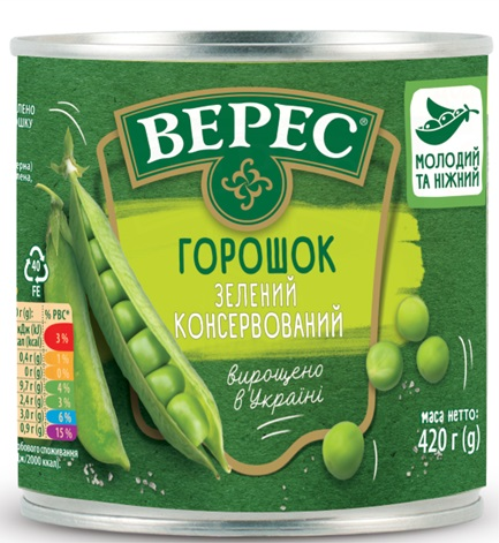 Зелений горошок "Верес", 420г