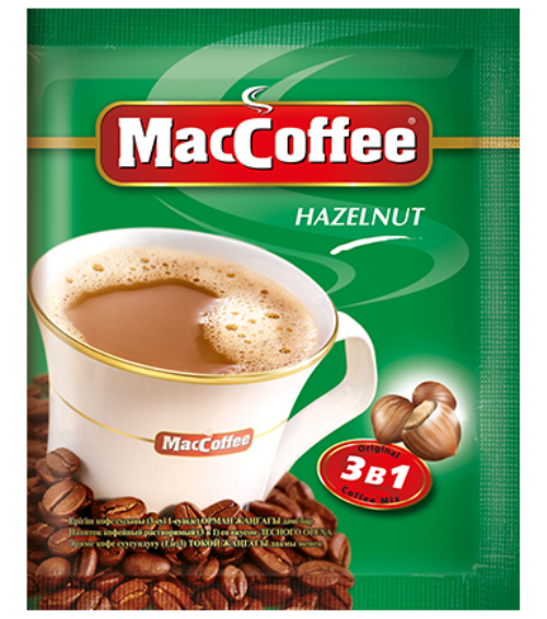 Розчинний кавовий напій Maccoffee зі смаком фундука - 10 шт., 10*18 г